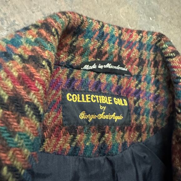 Vintage Wool Blazer Giorgio Sant Angelo Collectible Gold Women 8 Holiday Rainbow - Picture 2 of 9